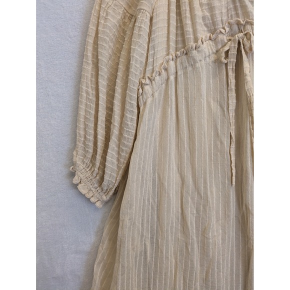 &merci Beige Striped Gauze Tiered Maxi Dress Size S - Picture 4 of 11